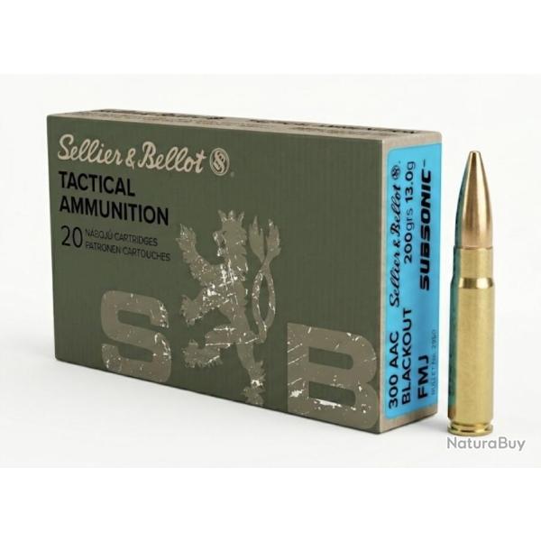 MUNITIONS SELLIER & BELLOT CALIBRE 300 BLACKOUT FMJ SUBSONIC 200gr - 13g x20