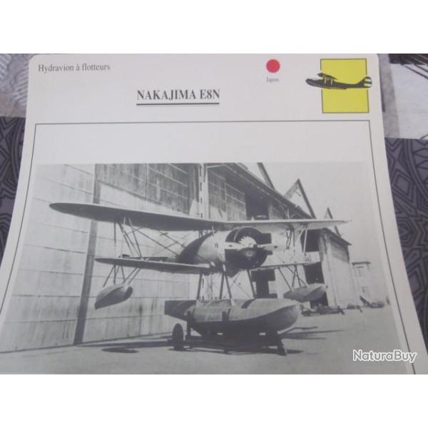 FICHE  AVIATION  TYPE  hydravion a flotteurs   /  NAKAJIMA E8N  JAPON