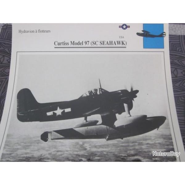 FICHE  AVIATION  TYPE  hydravion a flotteurs   /  CURTIS MODEL 97  SC SEAHAWK  USA