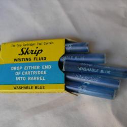 WW2 US BO&Iuml;TE DE 5 CARTOUCHES VIDE  D'ENCRE AM&Eacute;RICAINE BLEUE " SKRIP " DE STYLO PLUME (39-45)