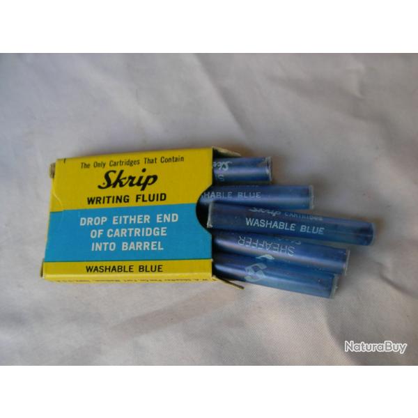 WW2 US BO�TE DE 5 CARTOUCHES VIDE  D'ENCRE AM�RICAINE BLEUE " SKRIP " DE STYLO PLUME (39-45)