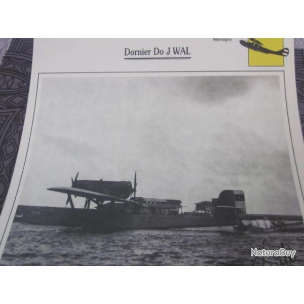 FICHE  AVIATION  TYPE  hydravion a coque   / DORNIER Do J WAL   ALLEMAGNE