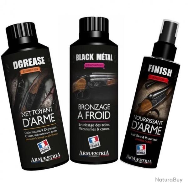 Pack bronzage triple Armaestria - Dgraissage, bronzage et finition - Dgrease + Black Metal + Finish