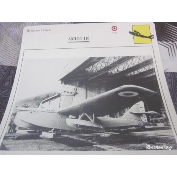 FICHE  AVIATION  TYPE  hydravion a coque    / AMIOT 110  FRANCE