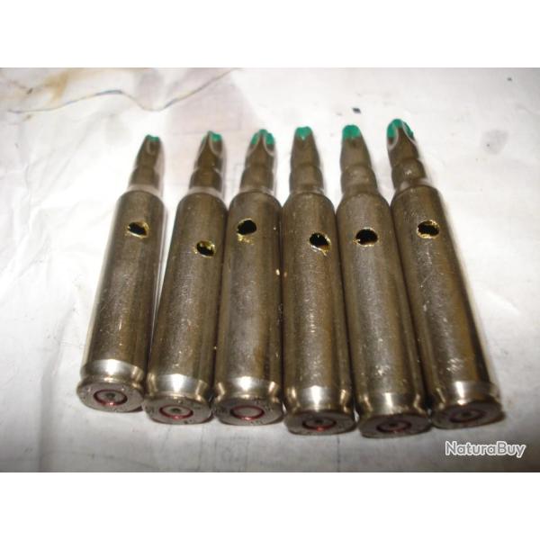 Lot de 6  cartouches acier � blanc mod�le F1 NEUTRALISEES cal 5.56 X45