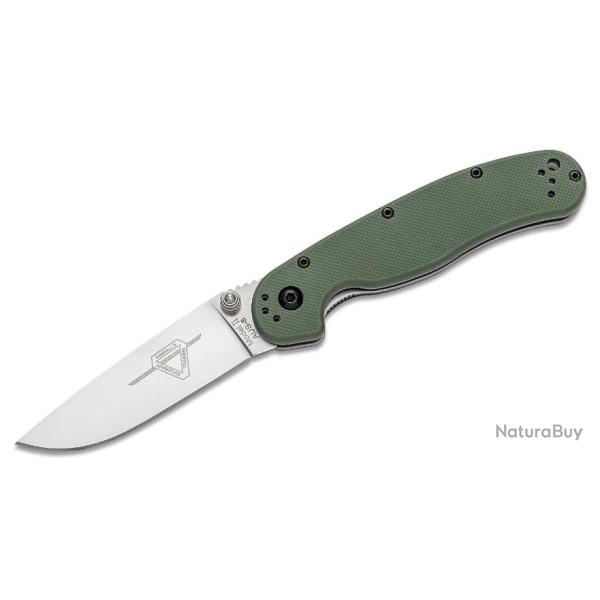 ON8860OD Couteau Ontario Rat II Lame Acier AUS-8 Satin Manche FRN OD Green Linerlock Clip