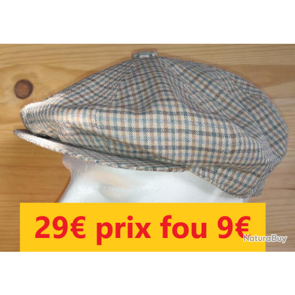 CASQUETTE PINEAU made in FRANCE  vert � carreaux  57   9163-57