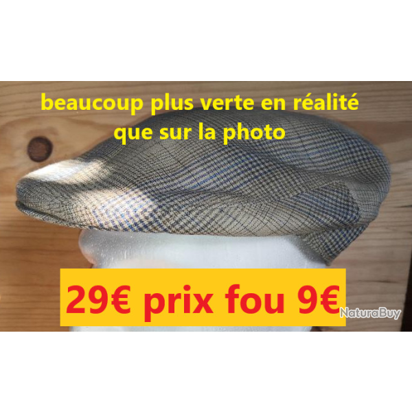 CASQUETTE PINEAU made in FRANCE  vert � carreaux  56   1999-56