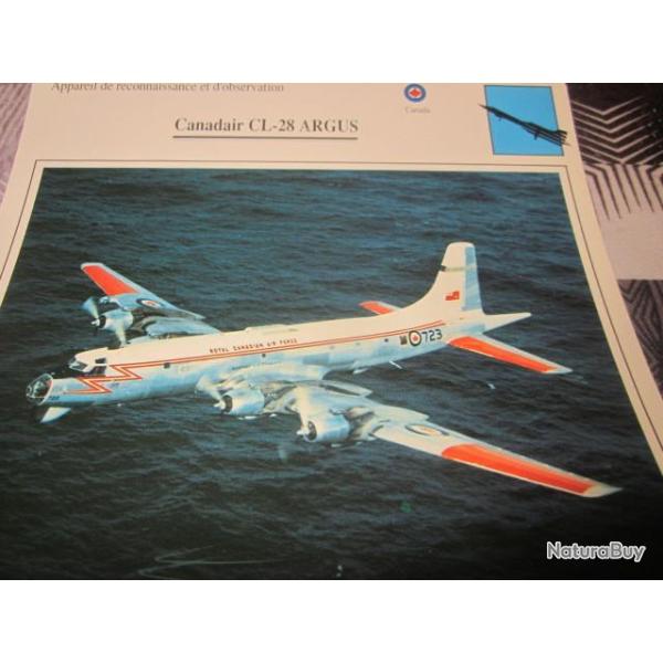 FICHE  AVIATION  TYPE  DE RECONNAISSANCE ET D OBSERVATION  /  CANADAIR CL 28 ARGUS  CANADA