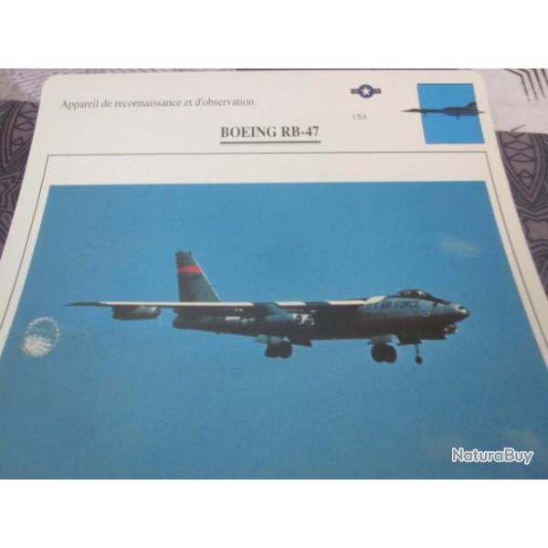 FICHE  AVIATION  TYPE  DE RECONNAISSANCE ET D OBSERVATION  / BOEING RB 47  USA