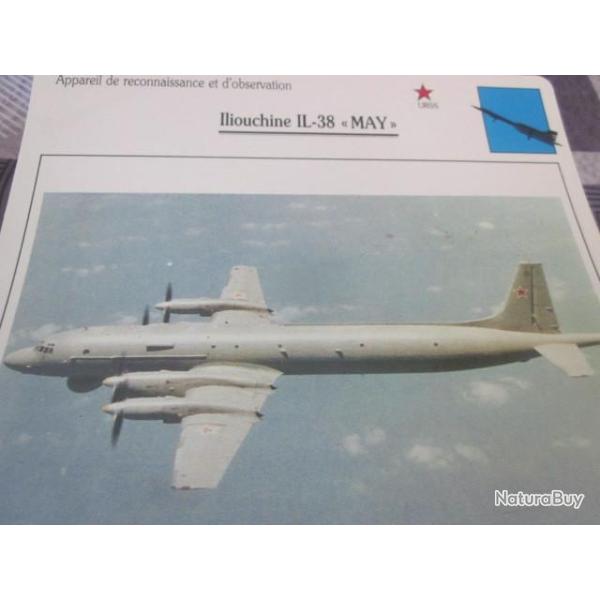 FICHE  AVIATION  TYPE  DE RECONNAISSANCE ET D OBSERVATION  / LLOUCHINE IL 38 MAY  URSS