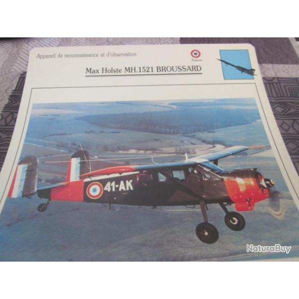 FICHE  AVIATION  TYPE  DE RECONNAISSANCE ET D OBSERVATION  / MAX HOLSTE MH 1521 BROUSSAR  FRANCE