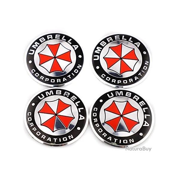 Lot de 4 Sticker Centre de Roue Moyeu Wheel cap Voiture Umbrella Corp Diam 56mm