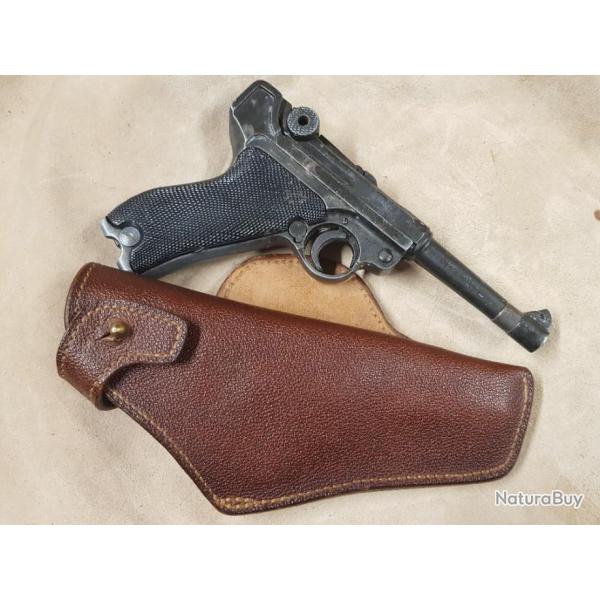 Holster en cuir noir doubl pour luger P08 cuir granel