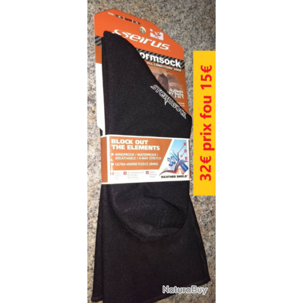 CHAUSSETTES SEIRUS STORMSOCK "fini les pieds gel�s" imperm�able-chaud-respirant  L  16913