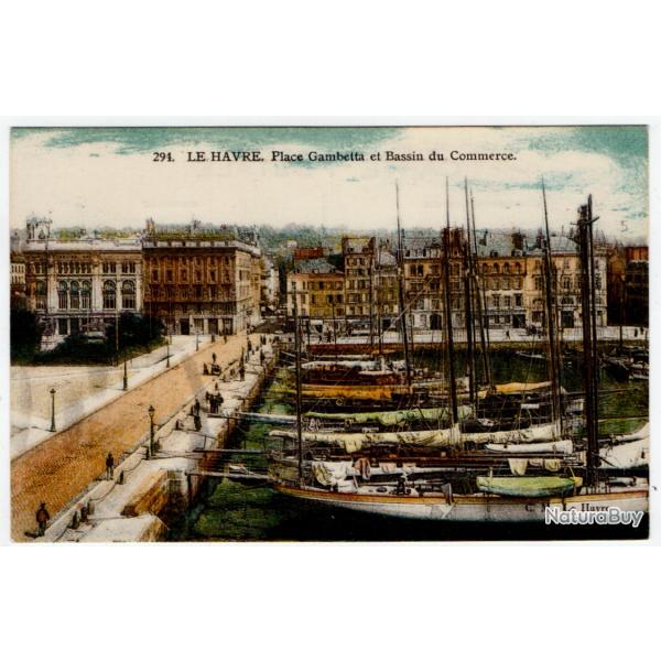 CPA - LE HAVRE Place Gambetta et Bassin du Commerce N�1297