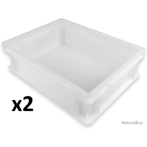 Lot de 2 Bacs � p�tons empilables + 1 couvercle - 30x40 Ht12 cm - Boule Pizza