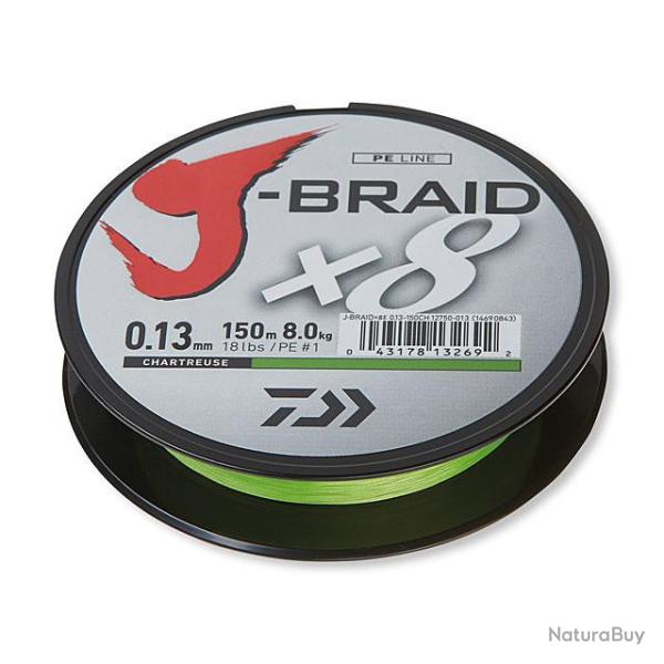 Tresse Daiwa J-Braid X8 Chartreuse 150m 0.06