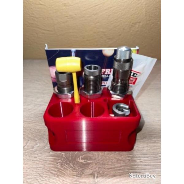 Support de rangement rouge pour jeux d'outils utilisant un adaptateur Lee Lock Ring Eliminator