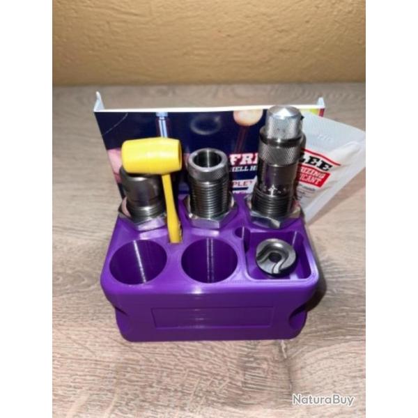 Support de rangement violet pour jeux d'outils utilisant un adaptateur Lee Lock Ring Eliminator