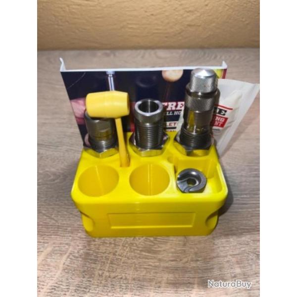 Support de rangement jaune pour jeux d'outils utilisant un adaptateur Lee Lock Ring Eliminator