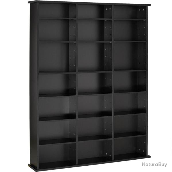 Armoire �tag�re biblioth�que rangement CD / DVD meuble de rangement 136,5 cm noir 08_0000229