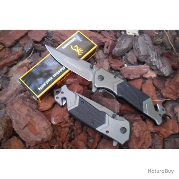 Couteau De Sauvetage Massif Lame Acier 9,5 cm Manche R�sine 13 cm Outdoor