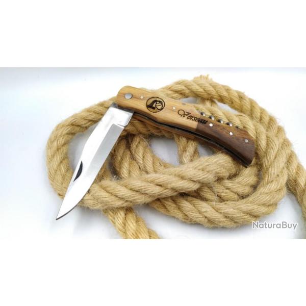 Verseau  couteau manche en bois d'olivier avec tire bouchon id�e cadeau