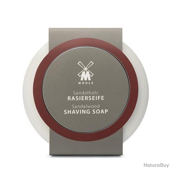 Bol � raser en porcelaine avec savon 65 g, Base bois de Santal [M�hle]