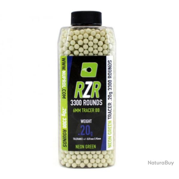 Billes Airsoft 6mm RZR 0.20g bouteilles 3300 bbs TRACER vertes