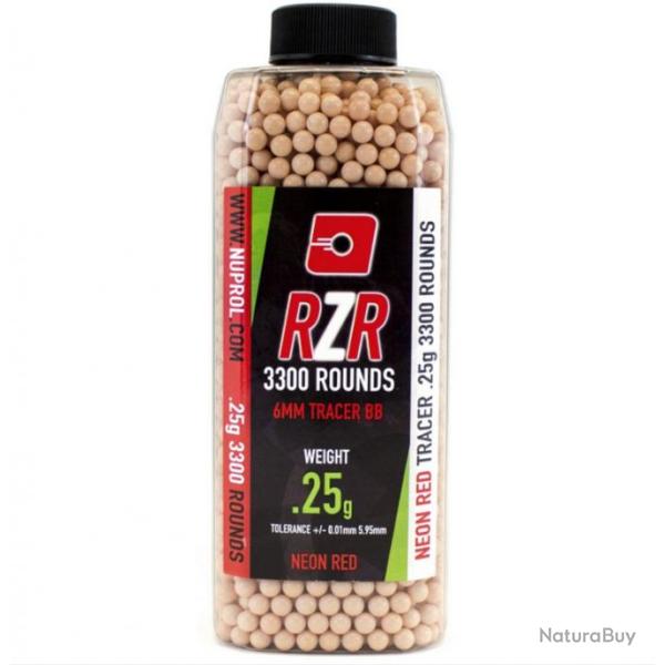 Billes Airsoft 6mm RZR 0.25g bouteilles 3300 bbs TRACER rouges