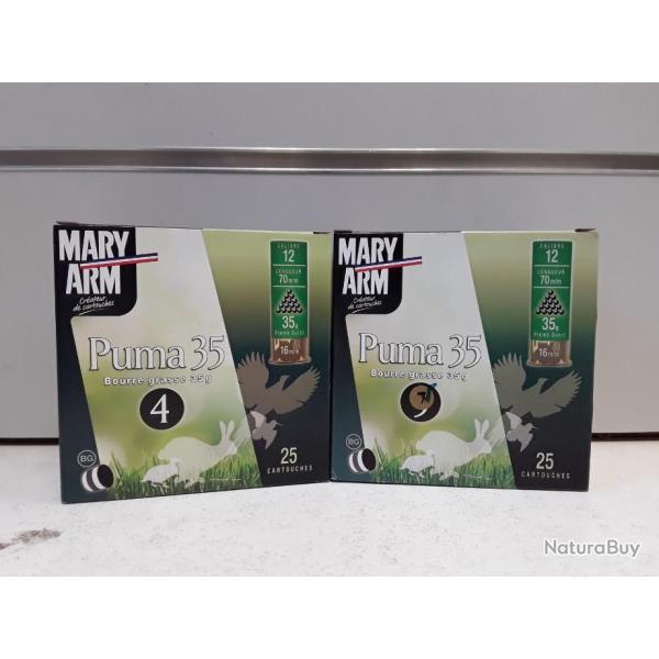 6994 LOT DE 50 CARTOUCHES MARY ARM PUMA 35 35G CAL12 BOURRE GRASSE NEUF