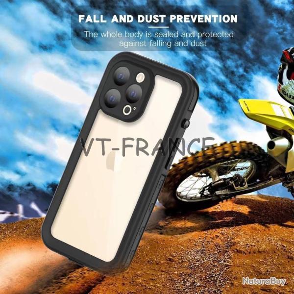 RedPepper Coque Etanche Anti Choc pour iPhone, Couleur: Noir, Smartphone: iPhone 13 Pro