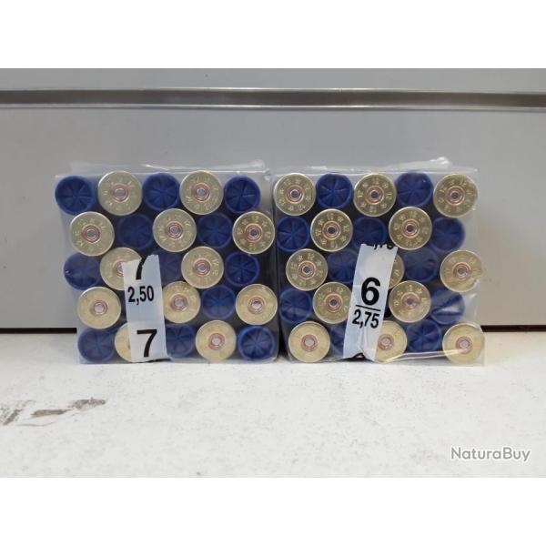 6995 LOT DE 50 CARTOUCHES PAGERIE "LA BLEU" CAL12 34G BOURRE GRASSE NEUF