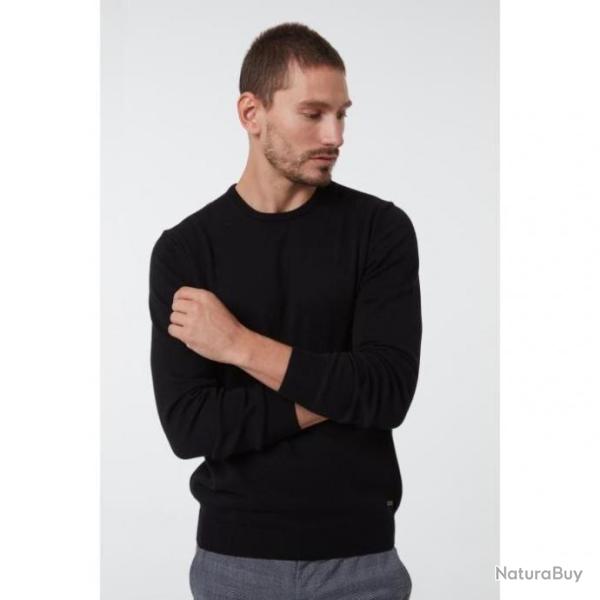 Pull noir 100% coton pour homme - Slim fit - Livraison gratuite et rapide