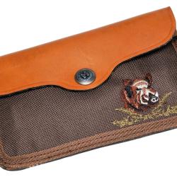 Pochette Januel Toile Et Cuir Broderie Sanglier