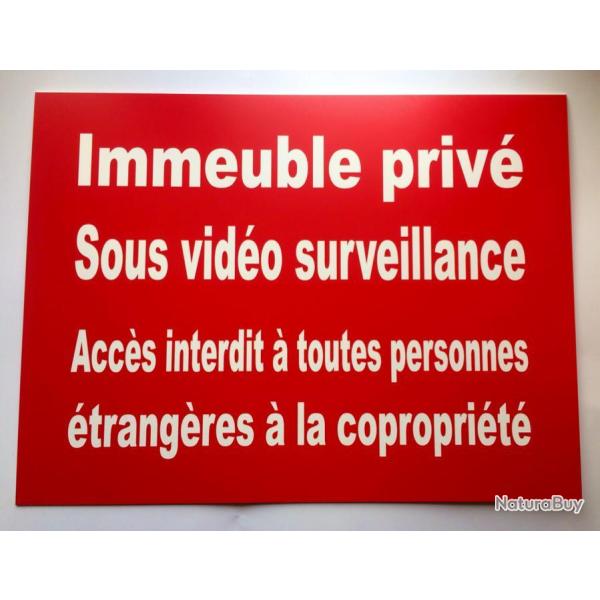 Plaque Immeuble priv sous vido surveillance ACCS INTERDIT PERSONNES trangres COPROPRIT 10x15