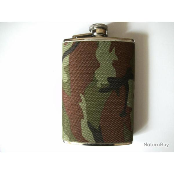 FLASQUE INOX GAINEE TISSU CAMO 240ML/8 OZ
