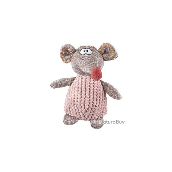 JOUET CHIEN SOURIS STACY ROSE/BRUN 22CM