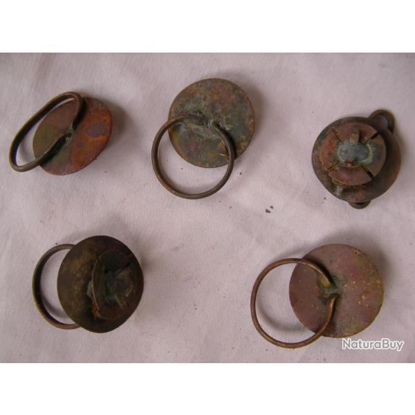 WW1 FRANCE LOT DE 5 BOUCHONS FRANCAIS POUR 75 MM RELIQUE DE COMBATS TERRAIN 4