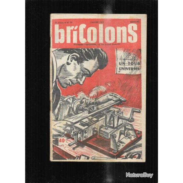 bricolons 77 janvier 1954 , tour universel, coffre � linge, porte bretzels, p�se lettre, biblioth�qu