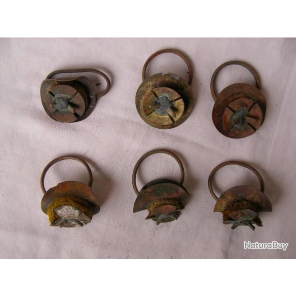 WW1 FRANCE LOT DE 6 BOUCHONS FRANCAIS POUR 75 MM RELIQUE DE COMBATS TERRAIN 5