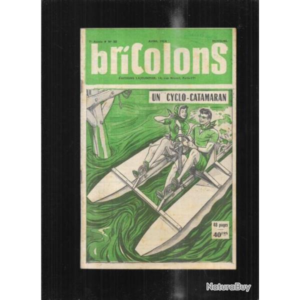 bricolons 80 avril 1954 , cyclo catamaran, assemblage simplifi�e charpente l�g�re, boite pharmacie