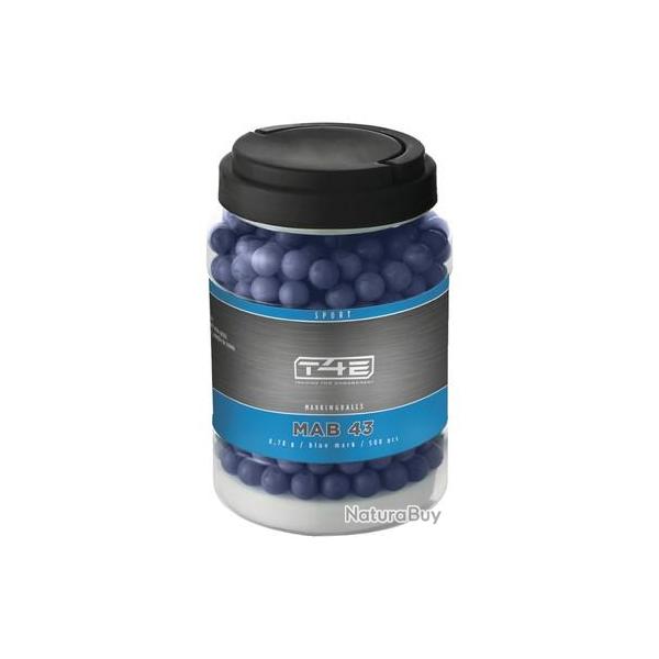 POT DE 500 BILLES MARQUANTES T4E MAB 43 CAL. .43 BLEUE