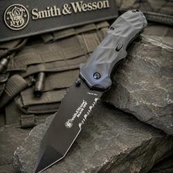Couteau Smith & Wesson Black Ops Lame Acier 4034 Manche Aluminium Bleu/Noir Linerlock SWBLOP3TBLS
