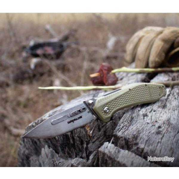 Couteau Havalon EDC REDI-Lock A/O Green Lames AUS-8 Manche Green Polymer Clip HVXTCREDIG