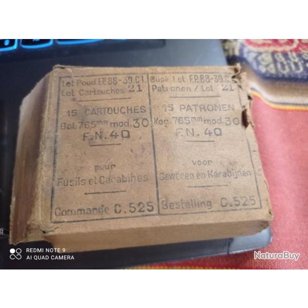 Vend boites origine WW2 de cartouches 7.65 X 53 Mauser Cat C
