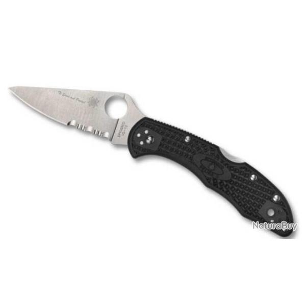 C11FPSBKRD-Couteau de poche Spyderco Delica 4 Thin red line noir