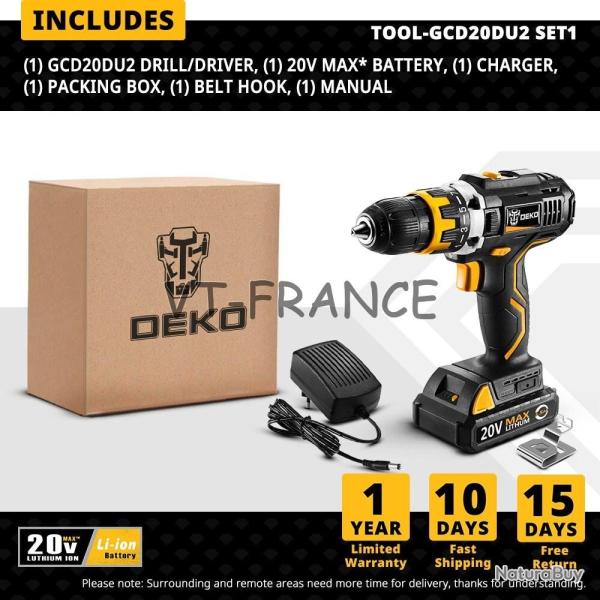 Perceuse Visseuse Sans Fil Pro 20V, Modele: GCD20DU2 SET1