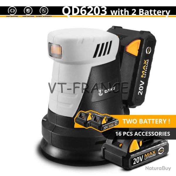 Ponceuse Orbitale Aleatoire PRO pour Menuisiers Ebenistes-QD6203 2Batteries 20260729082514
